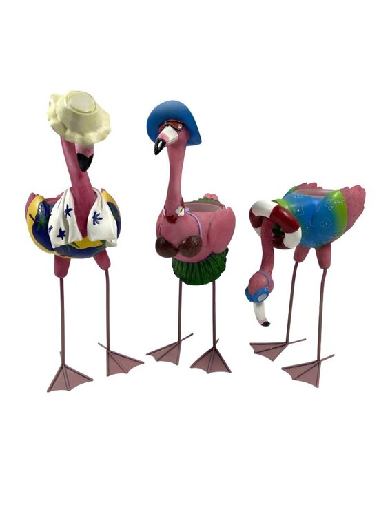 Unnbranded Other - Vintage Lot Tropical Flamingo Family Set Anthropomorphic Tea Light Candle Holder